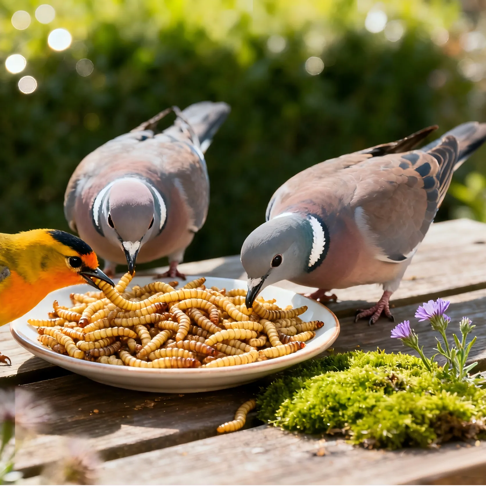 Live mealworms for birds